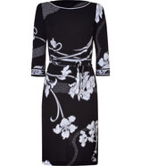 Black/White Deco Print Silk Dress