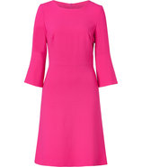 Fuchsia Three-Quarter Sleeve Wool Crepe Dress