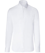White Pleated Placket Skinny Fit Shirt