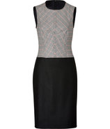Black-Multi Houndstooth Wool Stretch Dress