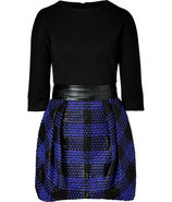 Black/Heliotrope Blue Bryn Combo Dress with Leathe