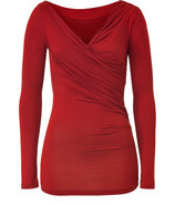 Orient Red Draped Stretch Silk Top
