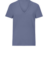Blue Steel Cotton V-Neck T-Shirt