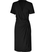 Black Viscose Jersey Side Drape Dress