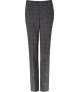 Grey Plaid Wool Blend Pants