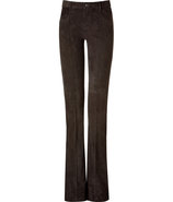 Olive Flared Stretch Leather Pants