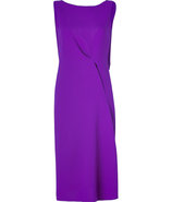 Purple Double Wool Crepe Mid-Length Dress