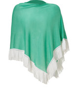 Green Fringed Cashmere-Silk Mona Poncho