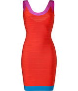 Mandarin-Multi Scoop Neck Bandage Dress