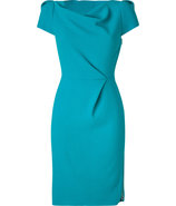 Teal Cowl Neck Wool Crepe Dress