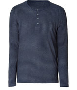 Grey/Coastal Striped L/S Henley T-Shirt