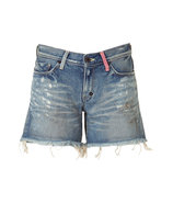 Blue Wash Destroyed Denim Shorts