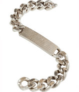 Silver-Toned Textured Chain ID Bracelet