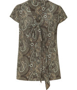 Warm Chocolate Paisley Printed Silk Top