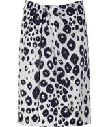 Ivory and night animal print silk skirt