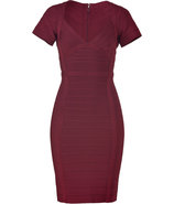 Bordeaux Short Sleeve Bandage Dress
