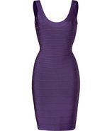 Purple Plum Scoop Neck Bandage Dress