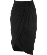 Black Draped Pencil Skirt