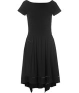 Black Cap Sleeve Embroidered Dress