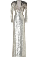 Silver Sequined Silk Gown