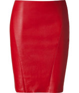 Red Stretch Leather Mini Skirt
