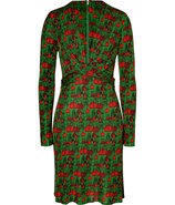 Leaf Green/Flame Red Patterned Dress