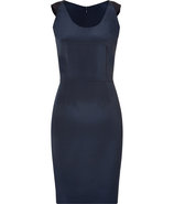 Dark Blue Silk Crepe Sheath Dress