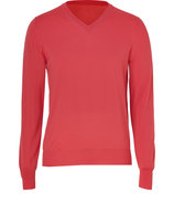 Bright Red Wool V-Neck Pullover