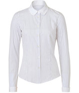 White/Violet Striped Blouse with Lace
