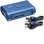 KVM Switch 2-Port USB Desktop (2) 4 ft. Cables TK-