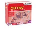 Verbatim 12x 700MB/80min Branded CD-RW Media (10-