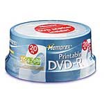 16X 4.7GB Ink Jet Printable DVD-R Media (20-disc s