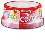 24x 700MB CD-RW 80 Media (25-pack Spindle) 3202342
