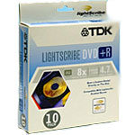 TDK 16x Lightscribe DVD+R Media (10-pack Cakebox)